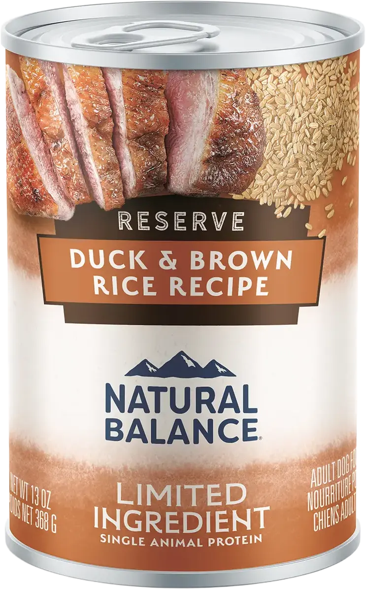 Front of Natural Balance Pet Foods Limited Ingredient Reserve Canned Dog Food Duck & Brown Rice 13-oz