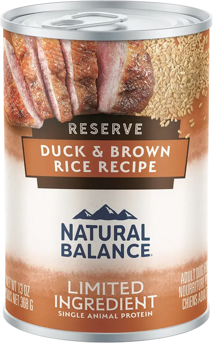 Front of Natural Balance Pet Foods Limited Ingredient Reserve Canned Dog Food Duck & Brown Rice 13-oz