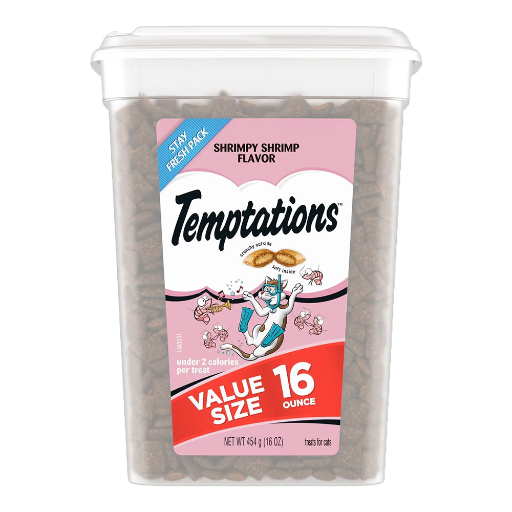 Front of Temptations Classics Crunchy & Soft Adult Cat Treats Shrimpy Shrimp 16-oz