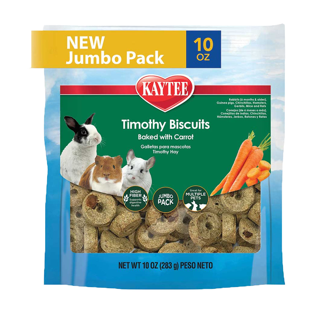 Front of Kaytee Timothy Biscuits Baked with Carrot Small Animal Treats 10-oz
