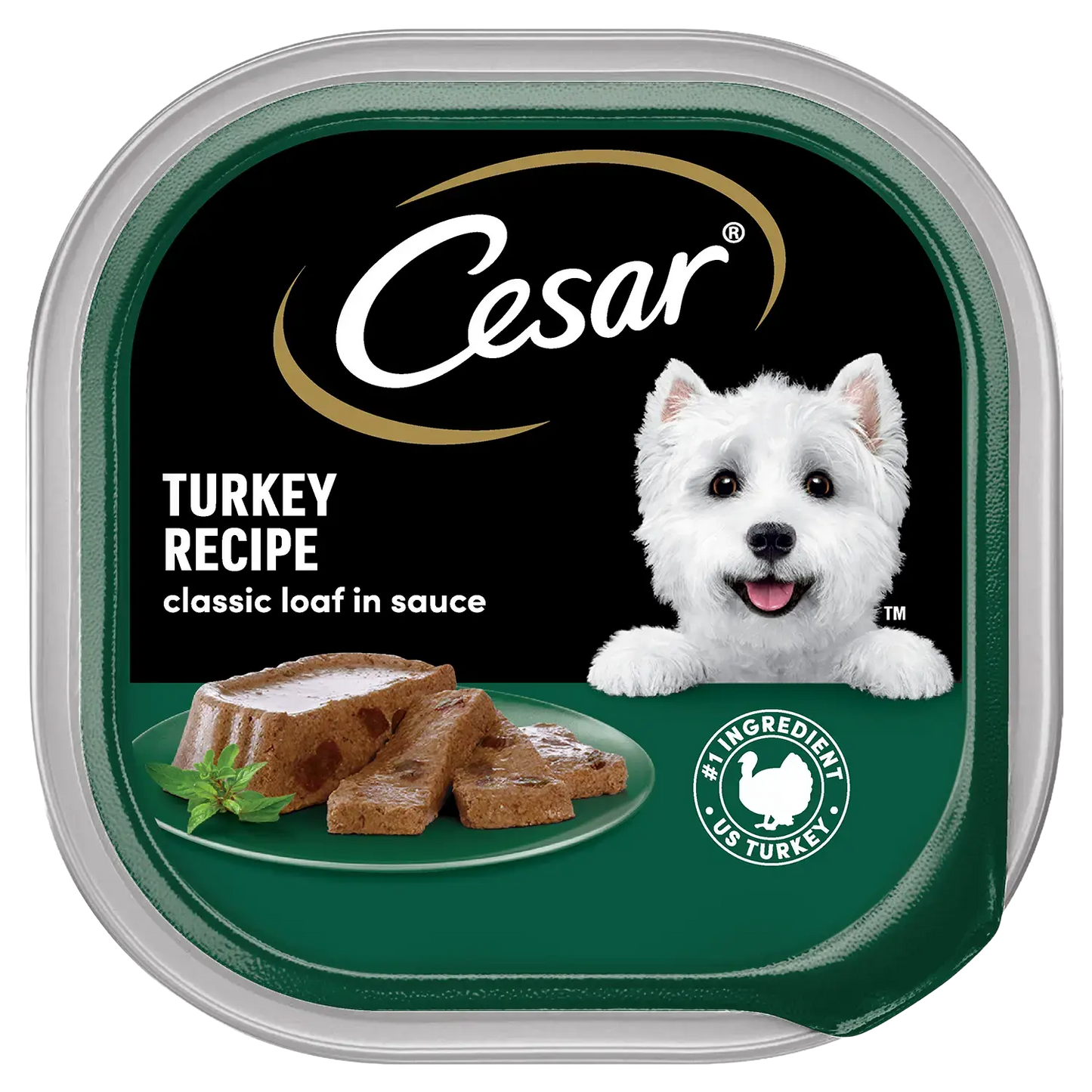 Front of Cesar Classic Loaf in Sauce Adult Wet Dog Food Turkey 3.5-oz
