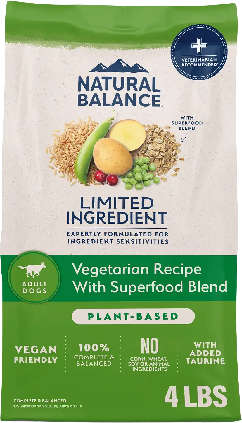 Front of Natural Balance Pet Foods L.I.D Plant Powered Vegan-Friendly Vegetarian Recipe Dry Dog Food 4-lb