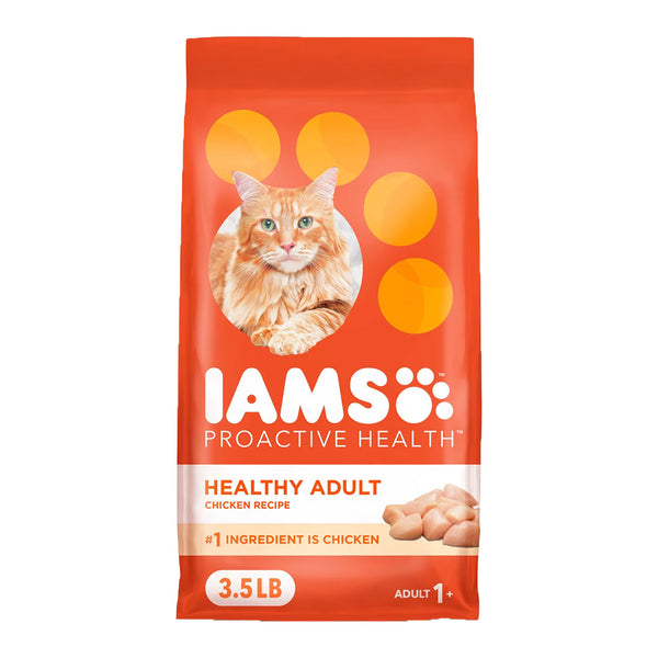 Front of IAMS Proactive Health Adult Dry Cat Food Chicken 3.5-lb