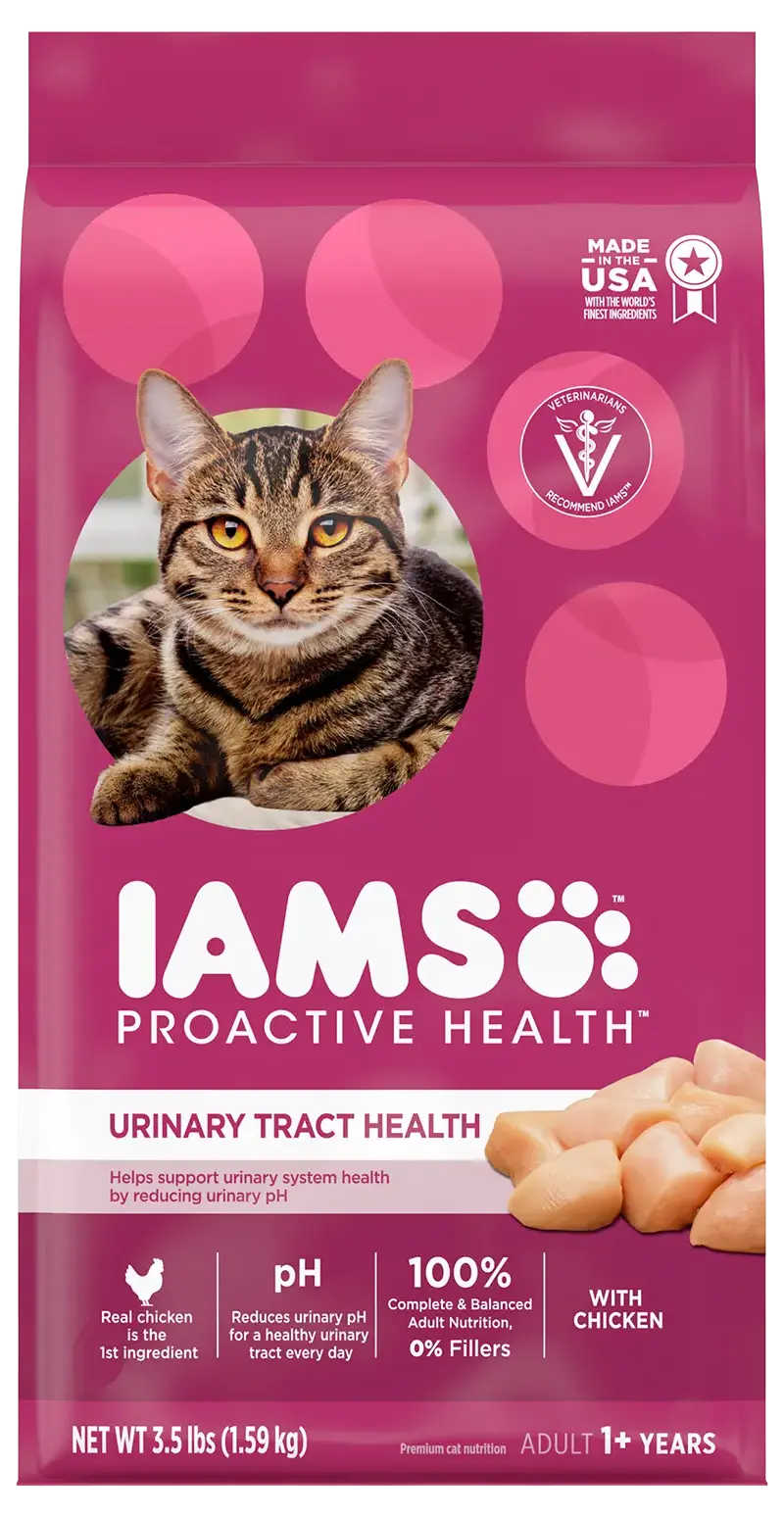 Front of IAMS Proactive Health Urinary Tract Health Adult Dry Cat Food Chicken 3.5-lb
