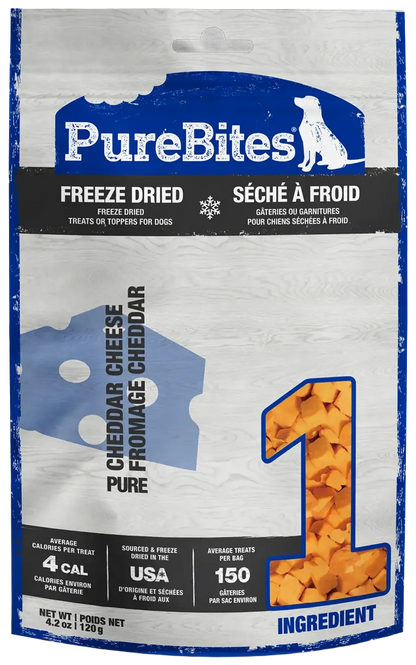 Front of PureBites Cheddar Cheese Freeze-Dried Dog Treats 4.2-oz