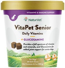 NaturVet VitaPet Senior Daily Vitamins Plus Glucosamine Soft Chews for Dogs 60 Count 6.3-oz