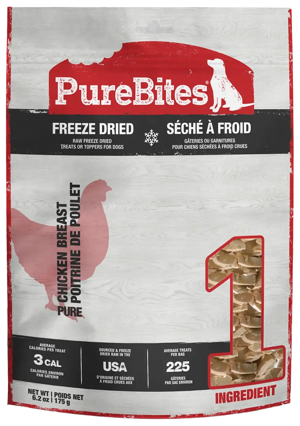 Front of PureBites Chicken Breast Freeze-Dried Dog Treats 6.2-oz