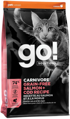 Petcurean Go! Solutions Carnivore Grain-Free Dry Cat Food Salmon & Cod 3-lb
