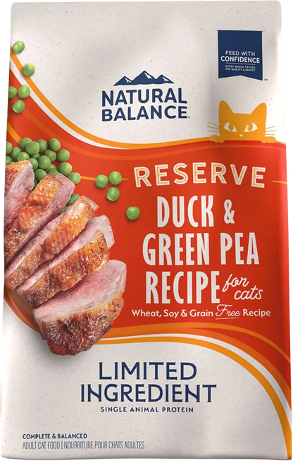 Front of Natural Balance Pet Foods Limited Ingredient Reserve Grain Free Dry Cat Food Green Pea & Duck 10-lb