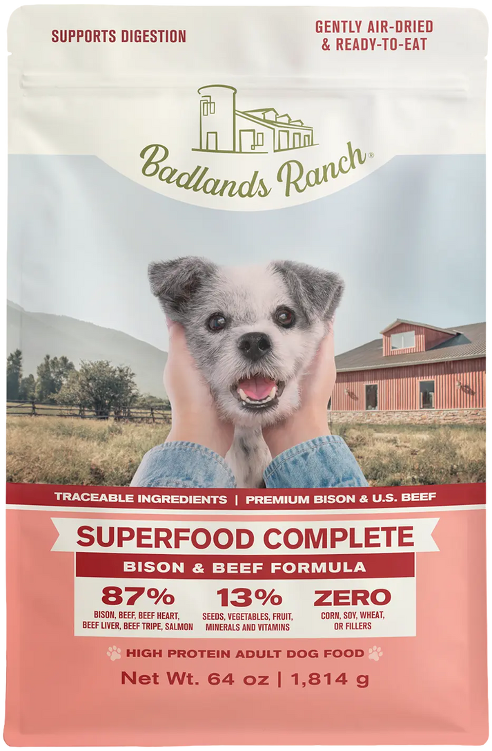 Badlands Ranch Superfood Complete Air-Dried Dog Food Bison & Beef 64-oz