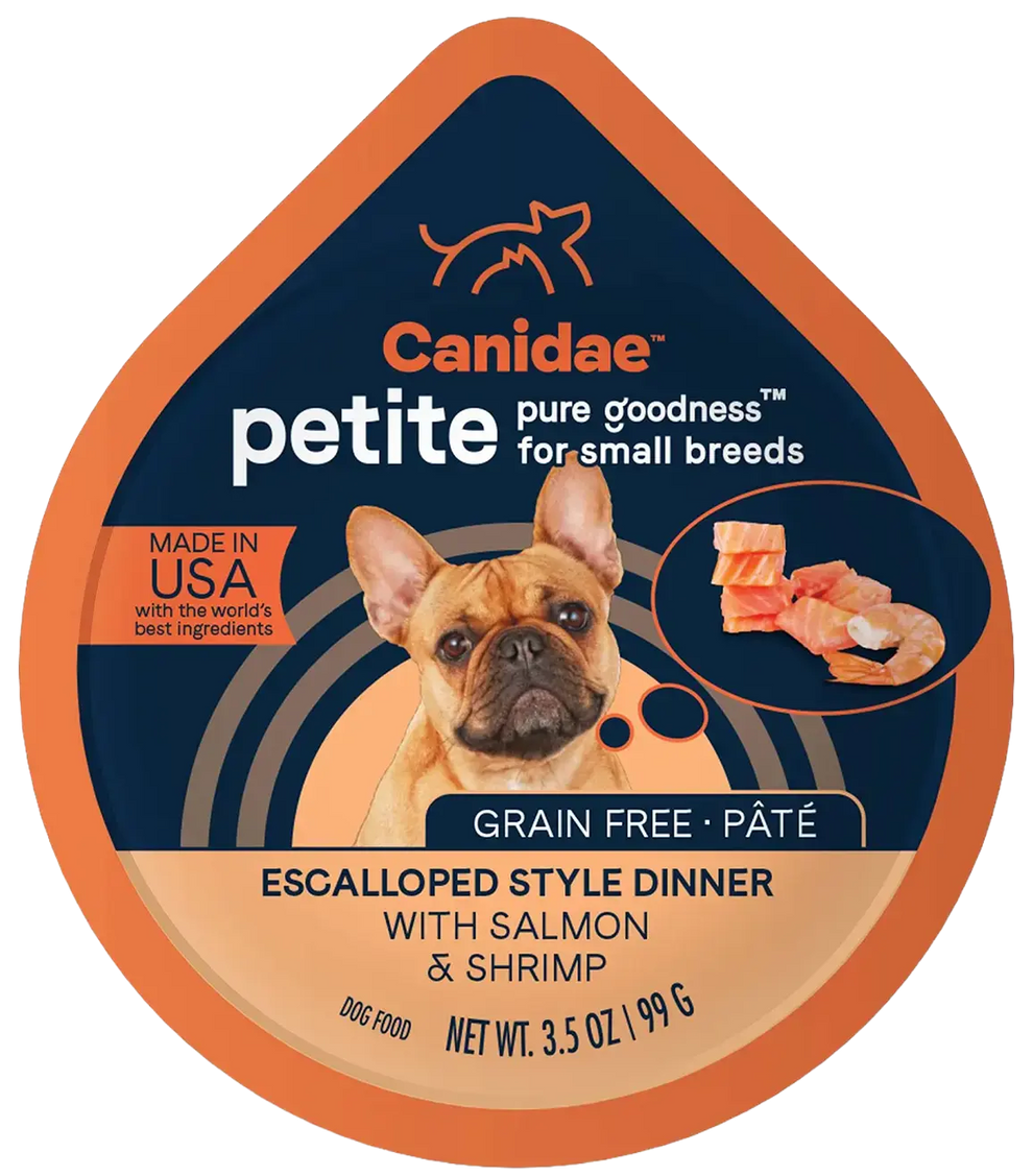 CANIDAE PURE Petite Goodness for Small Breed Grain-Free Paté Canned Dog Food Salmon & Shrimp 3.5-oz