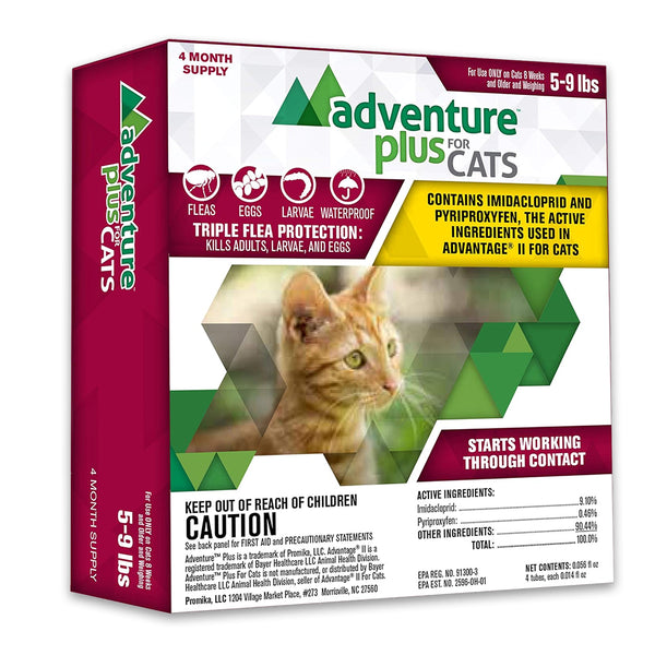Front of Promika Adventure Plus 4-Month Supply Flea & Tick Prevention for Cats between 5-9 lbs 4 Count