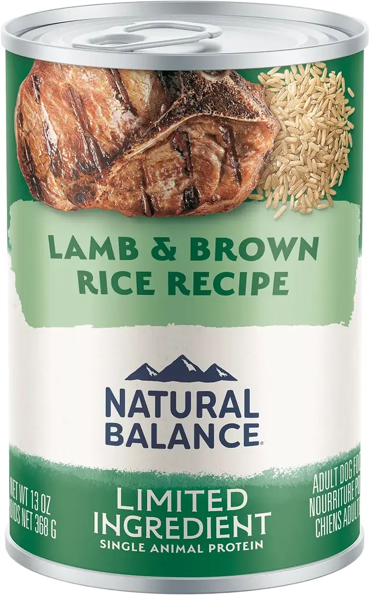 Front of Natural Balance Pet Foods Limited Ingredient Canned Dog Food Lamb & Brown Rice 13-oz