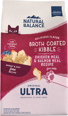 Natural Balance Pet Foods Original Ultra Broth Coated Adult Dry Cat Food Chicken Meal & Salmon Meal 15-lb