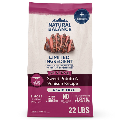 Front of Natural Balance Pet Foods Limited Ingredient Reserve Grain Free Adult Dry Dog Food Sweet Potato & Venison 22-lb