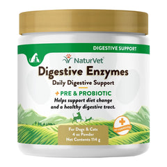 NaturVet Digestive Enzymes Plus Pre and Probiotic Powder for Dogs & Cats 4-oz