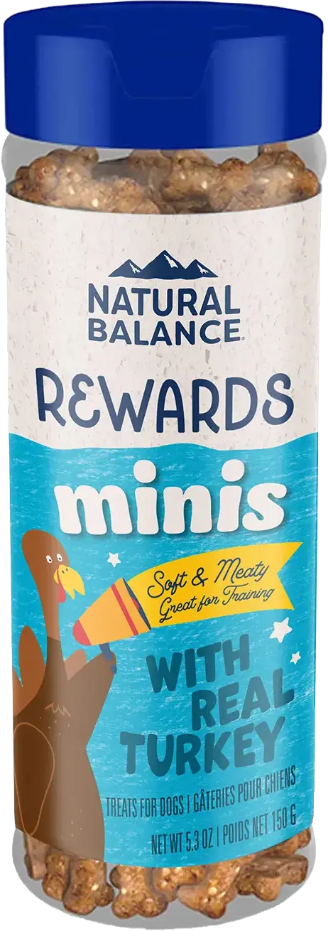 Front of Natural Balance Pet Foods Rewards Minis Soft & Meaty Dog Treats Turkey 5.3-oz
