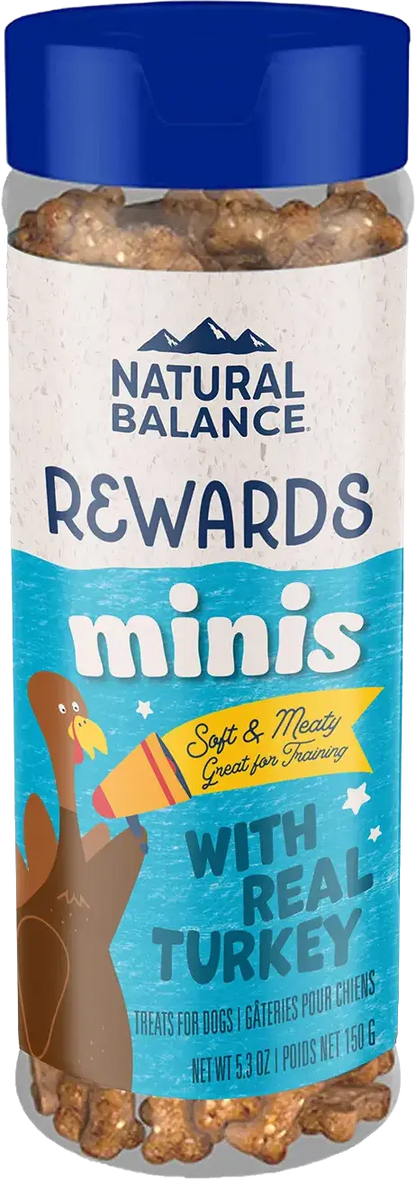 Front of Natural Balance Pet Foods Rewards Minis Soft & Meaty Dog Treats Turkey 5.3-oz
