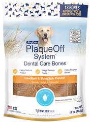 NaturVet Proden PlaqueOff System Dental Care Dog Bones Chicken & Pumpkin 13 Count 17-oz