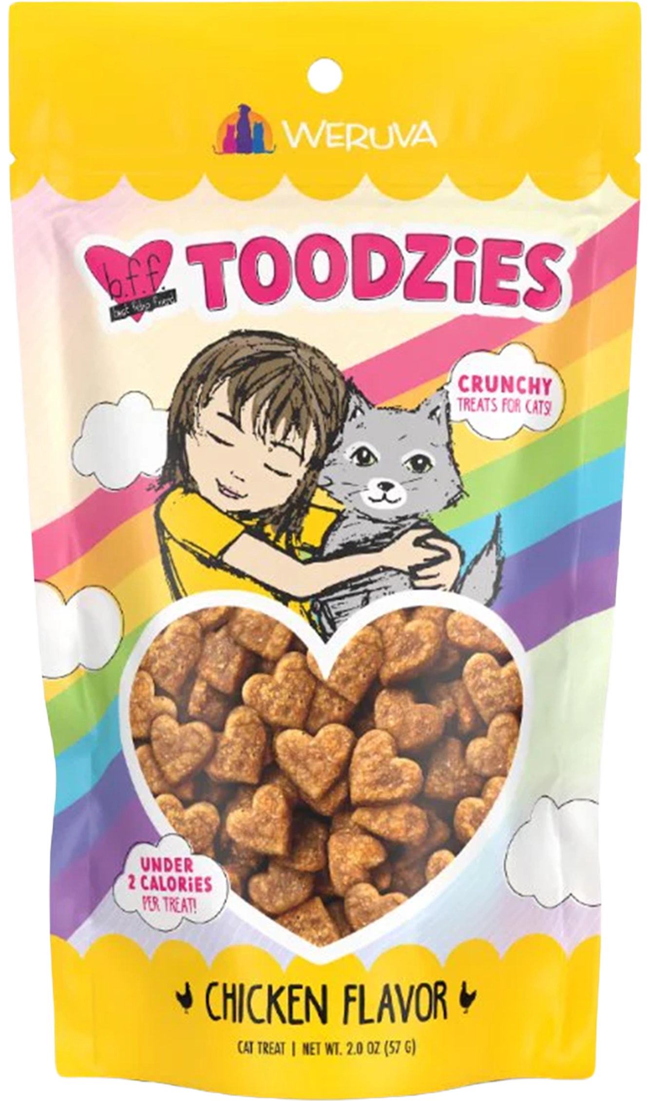 Front of Weruva B.F.F. Toodzies Crunchy Chicken Cat Treats 2-oz
