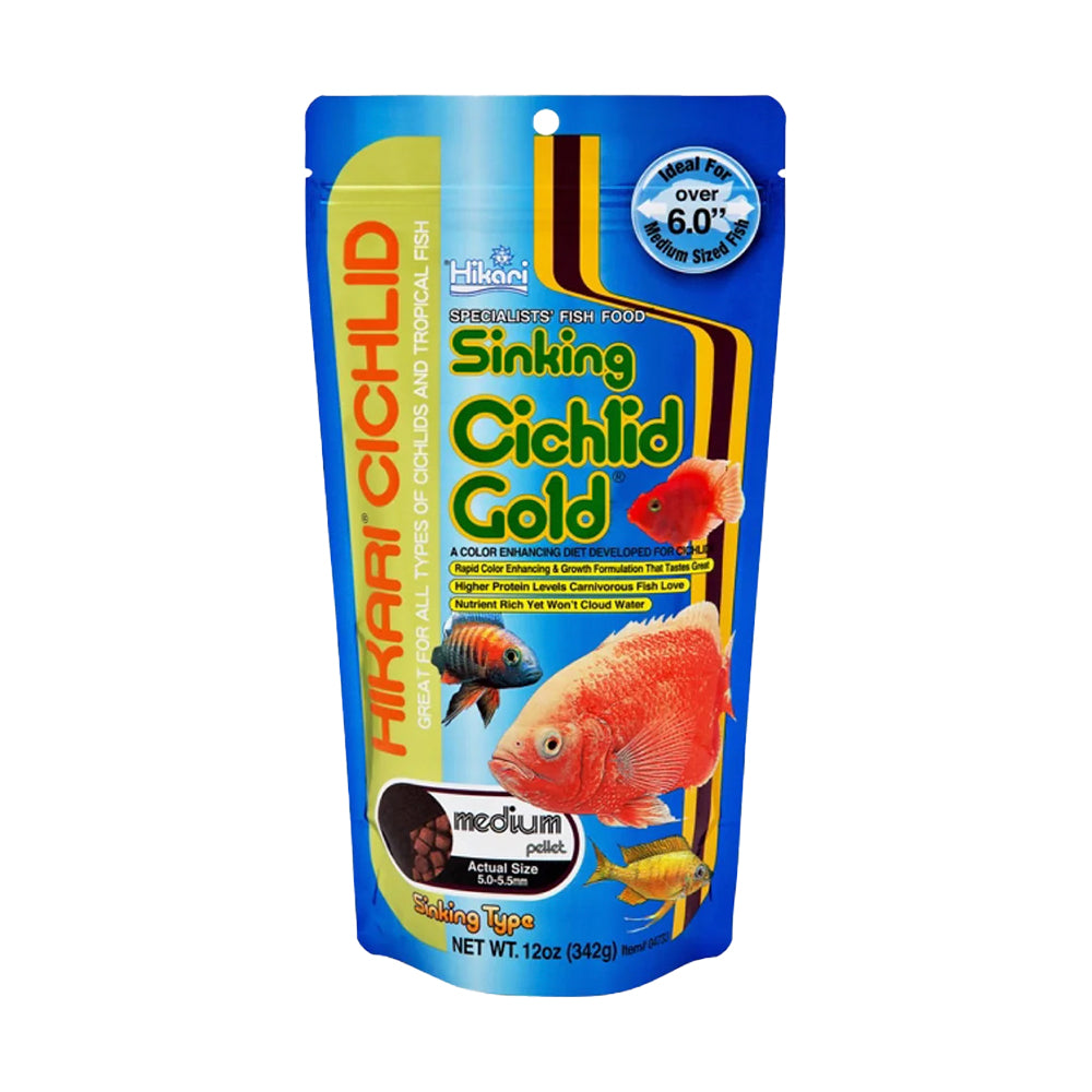 Hikari USA Cichlid Gold Sinking Medium Pellets Fish Food  12-oz, Kwik Pets