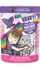 Weruva B.F.F. OMG Tuna & Beef Baby Cakes Dinner in Gravy Wet Cat Food Pouches 3-oz