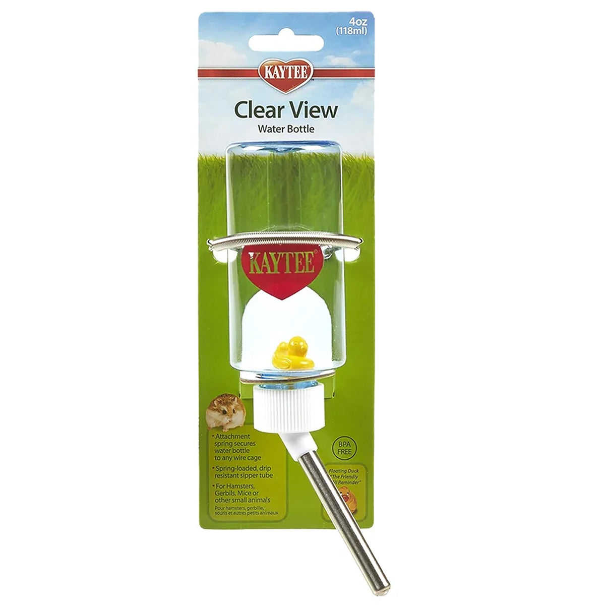 Front of Kaytee Clear Water Bottle for Small Pets 4-oz