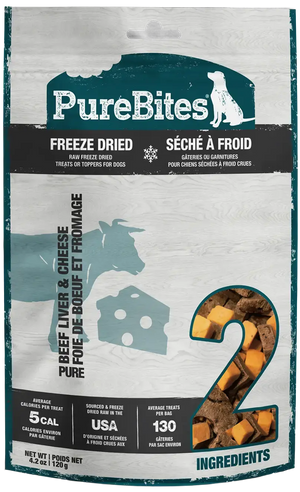 Front of PureBites Beef & Cheese Freeze-Dried Dog Treats 4.2-oz