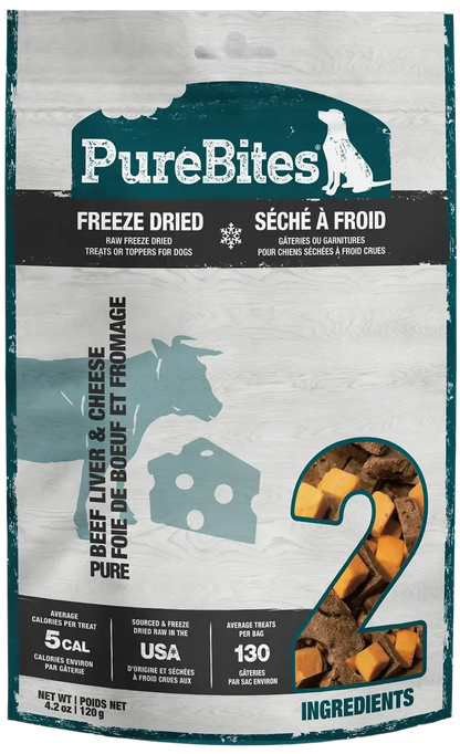 Front of PureBites Beef & Cheese Freeze-Dried Dog Treats 4.2-oz