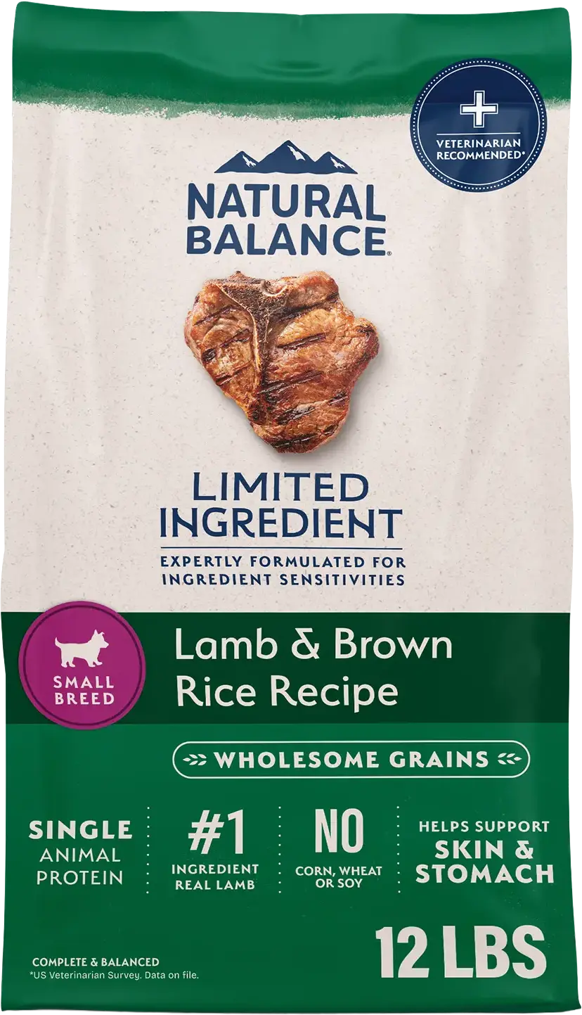 Front of Natural Balance Pet Foods Limited Ingredient Small Breed Dry Dog Food Lamb & Brown Rice 12-lb