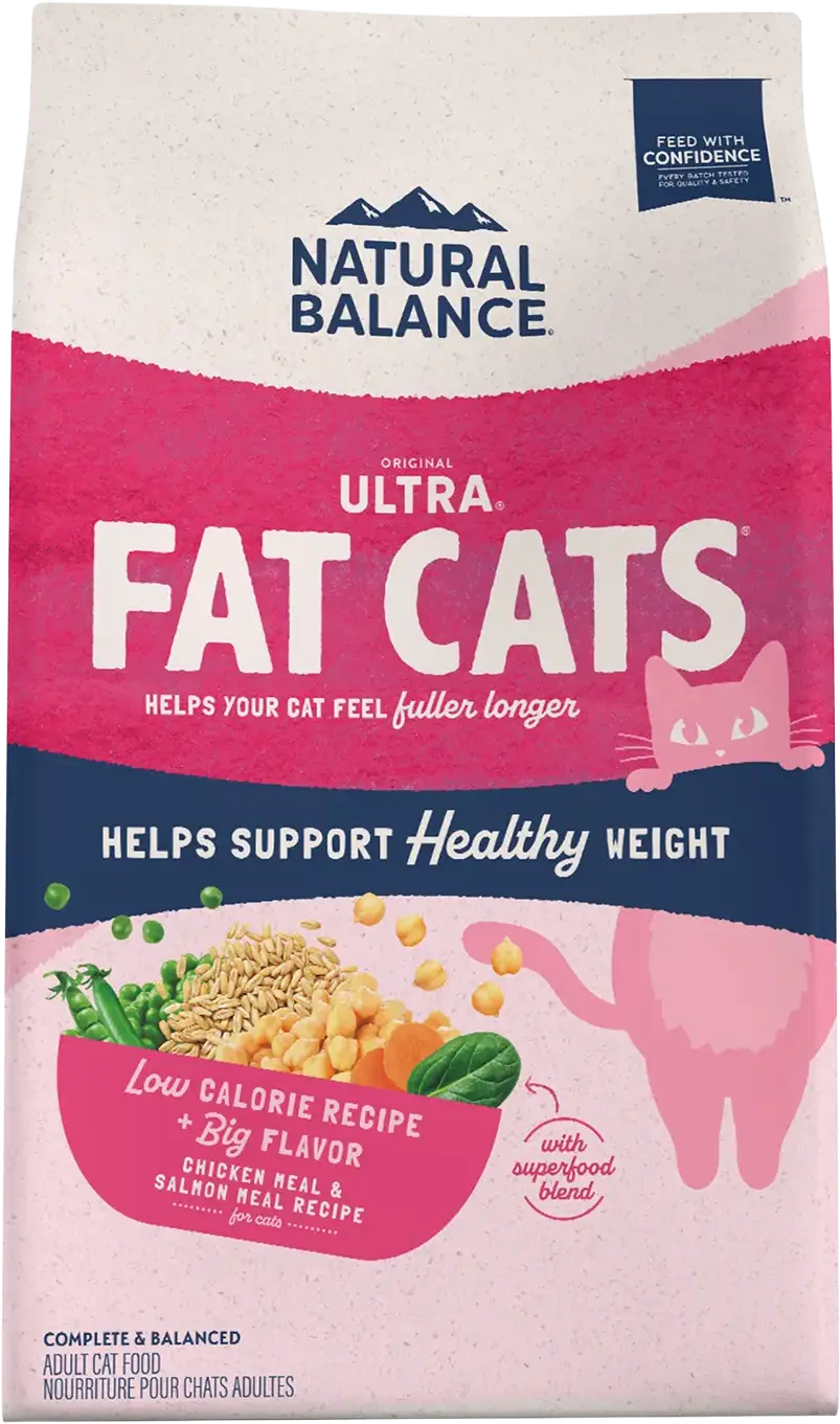 Front of Natural Balance Pet Foods Original Ultra Fat Cats Dry Cat Food Chicken Meal & Salmon Meal 15-lb