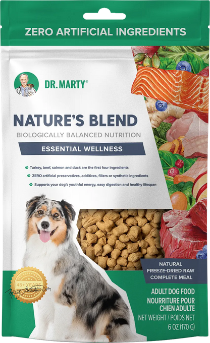 Front of Dr. Marty Nature's Blend Essential Wellness Freeze-Dried Raw Adult Dog Food 6-oz