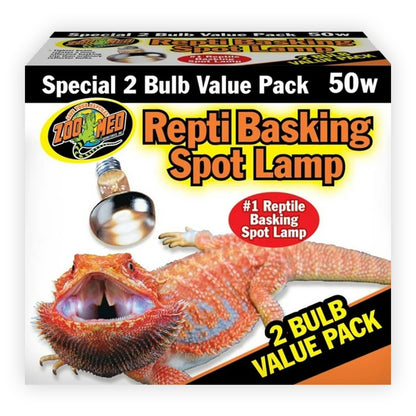 Front of Zoo Med Repti Basking Spot Lamp 50W 2 Count