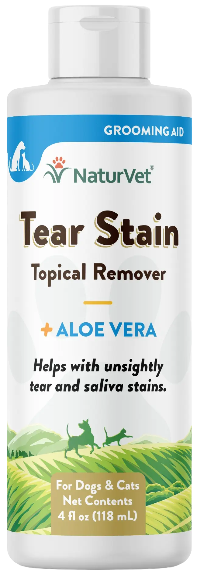 Front of NaturVet Tear Stain Topical Remover for Dogs & Cats 4-oz