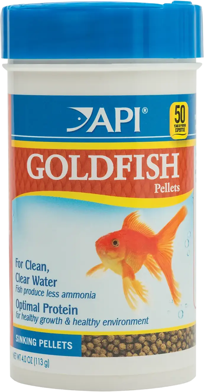 Front of API Goldfish Premium Sinking Pellets Fish Food 4-oz
