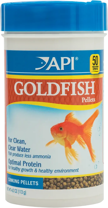 Front of API Goldfish Premium Sinking Pellets Fish Food 4-oz