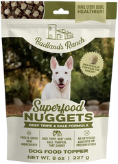 Badlands Ranch Superfood Nuggets Freeze-Dried Raw Dog Treats Beef Tripe & Kale 8-oz