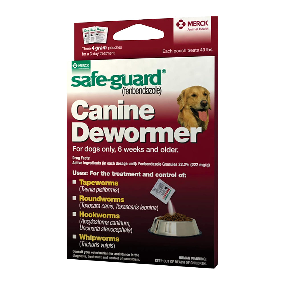 Front of Safe Guard Canine Dog Dewormer 4 Gram Pouches 3 Count