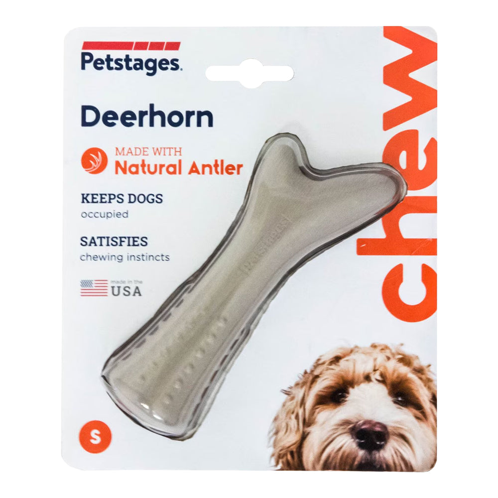 Front of Petstages Deerhorn Stick Durable Chew Dog Toy Small