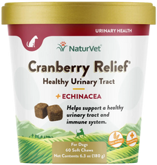 NaturVet Cranberry Relief Plus Echinacea Soft Chews for Dogs 60 Count 6.3-oz