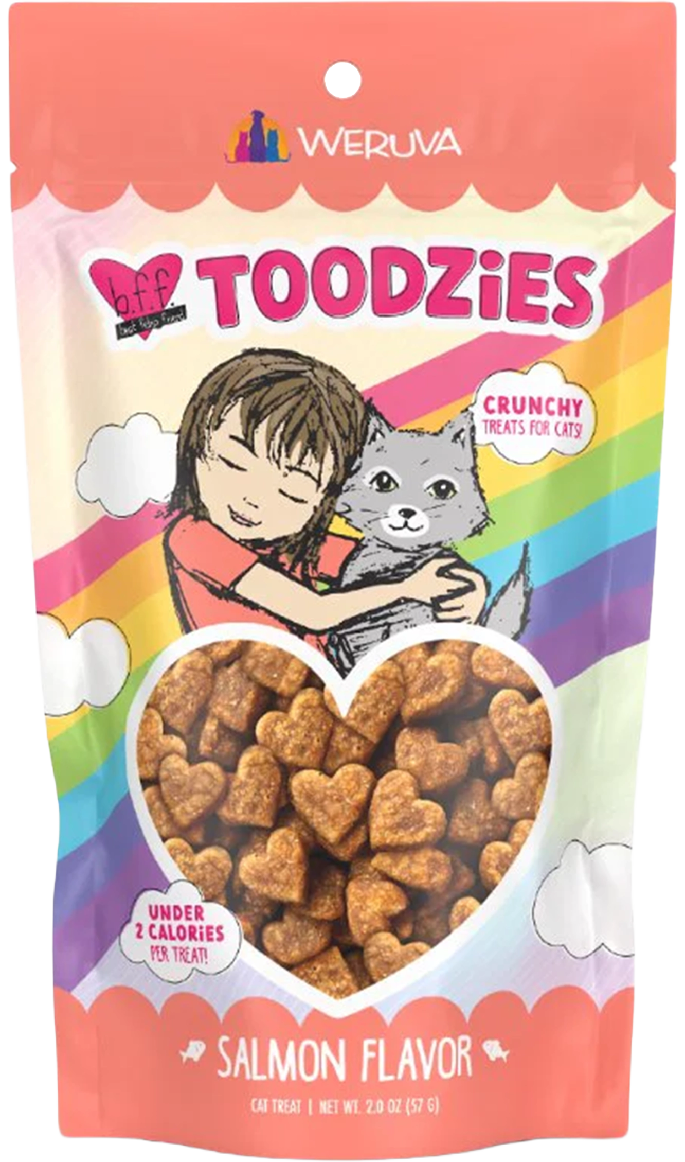 Front of Weruva B.F.F. Toodzies Crunchy Salmon Cat Treats 2-oz