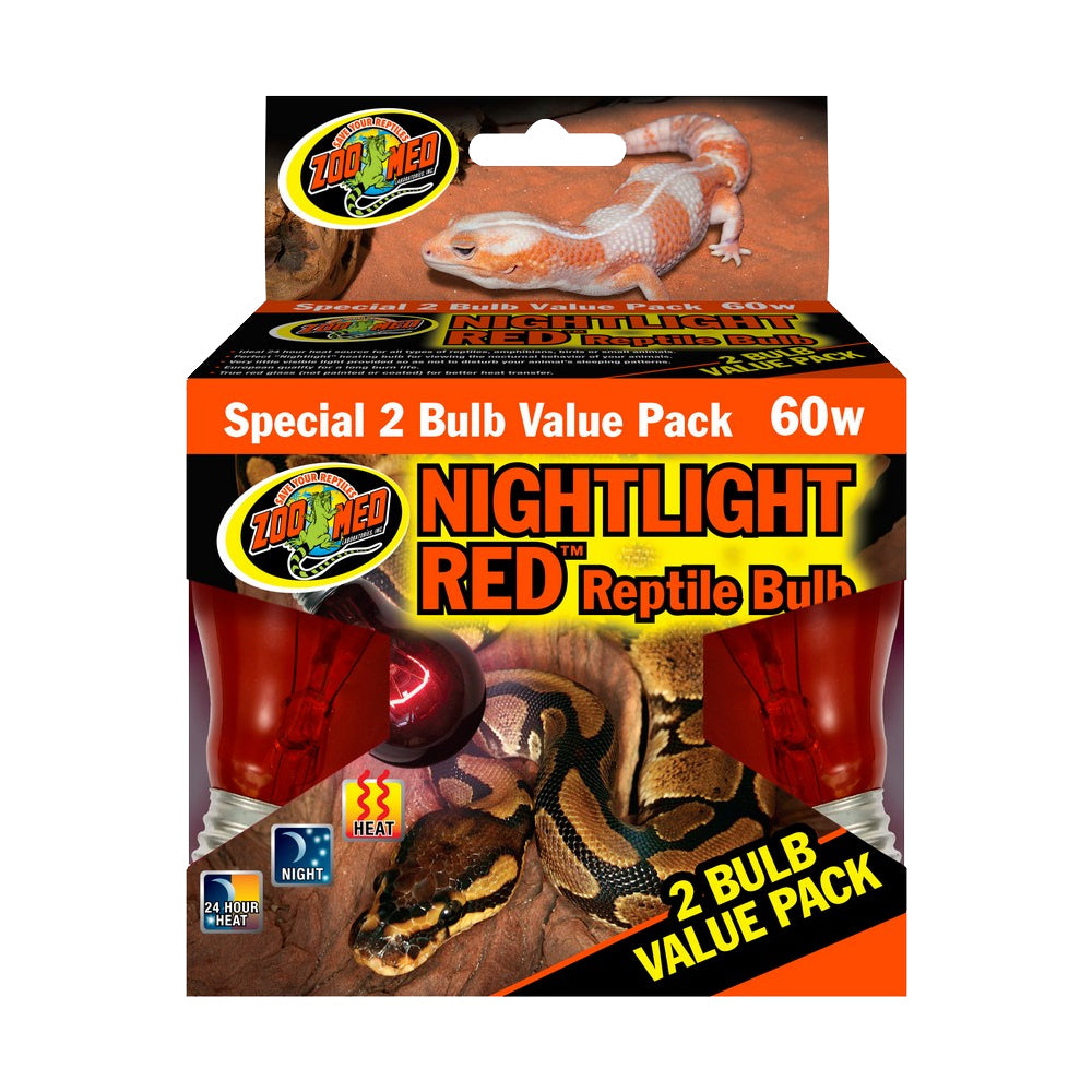 Front of Zoo Med Nightlight Red Reptile Bulb 60W 2 Count