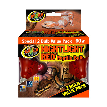 Front of Zoo Med Nightlight Red Reptile Bulb 60W 2 Count