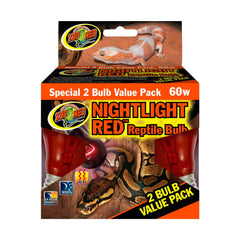 Zoo Med Nightlight Red Reptile Bulb 60W 2 Count