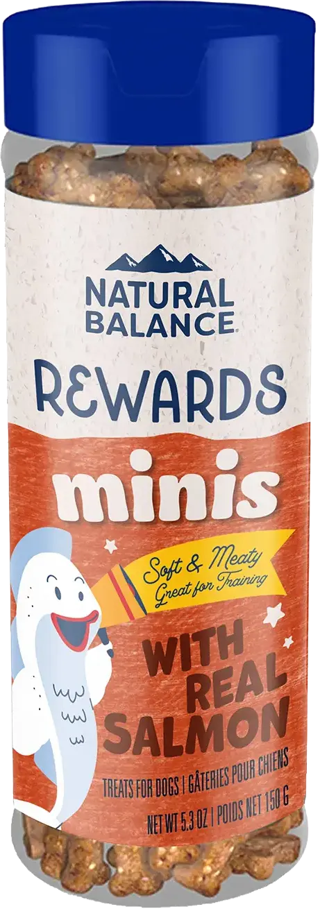 Front of Natural Balance Pet Foods Rewards Minis Soft & Meaty Dog Treats Salmon 5.3-oz