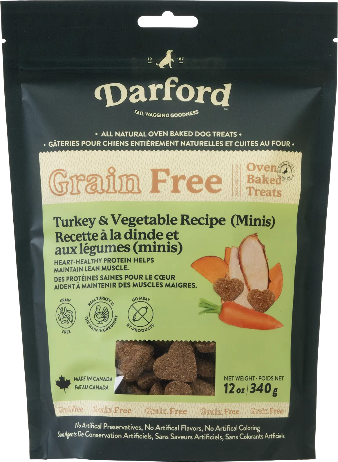 Front of Darford Grain Free Biscuits Turkey Recipe Dog Treats Minis 12-oz