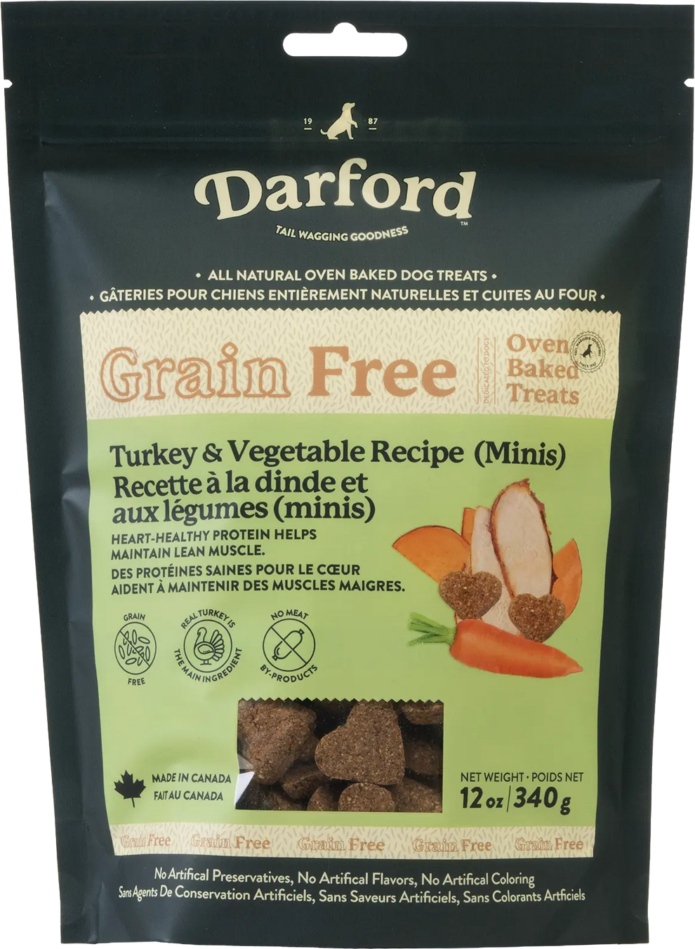 Darford Grain Free Biscuits Turkey Recipe Dog Treats Minis 12-oz