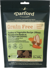Darford Grain Free Biscuits Turkey Recipe Dog Treats Minis 12-oz