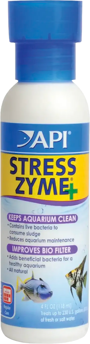 Front of API Stress Zyme Freshwater & Saltwater Aquarium Water Cleaner 4-oz