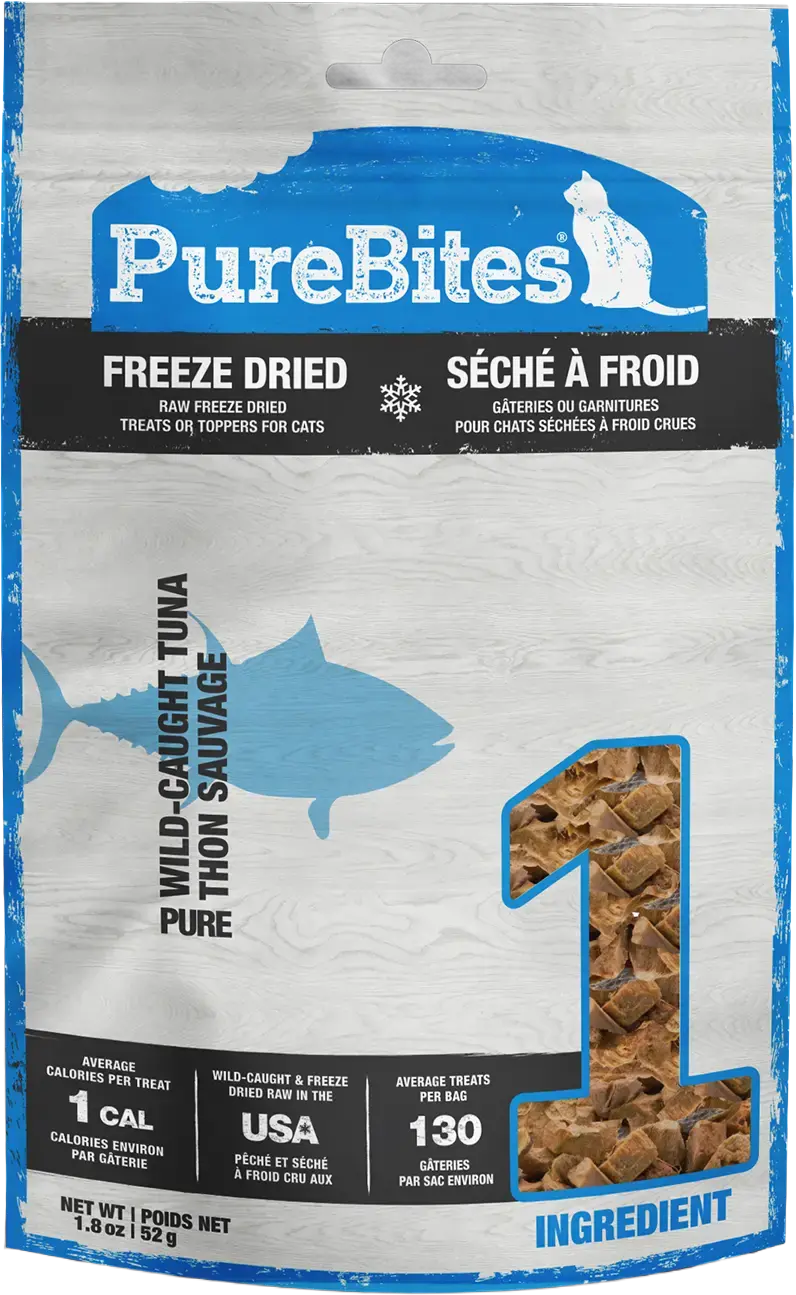 Front of PureBites Wild-Caught Tuna Freeze-Dried Cat Treats 1.8-oz